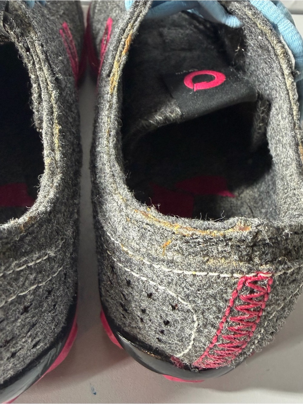 New Balance Gray Sneaker with Pink Accents and Light Blue Laces - Picture 5 of 11